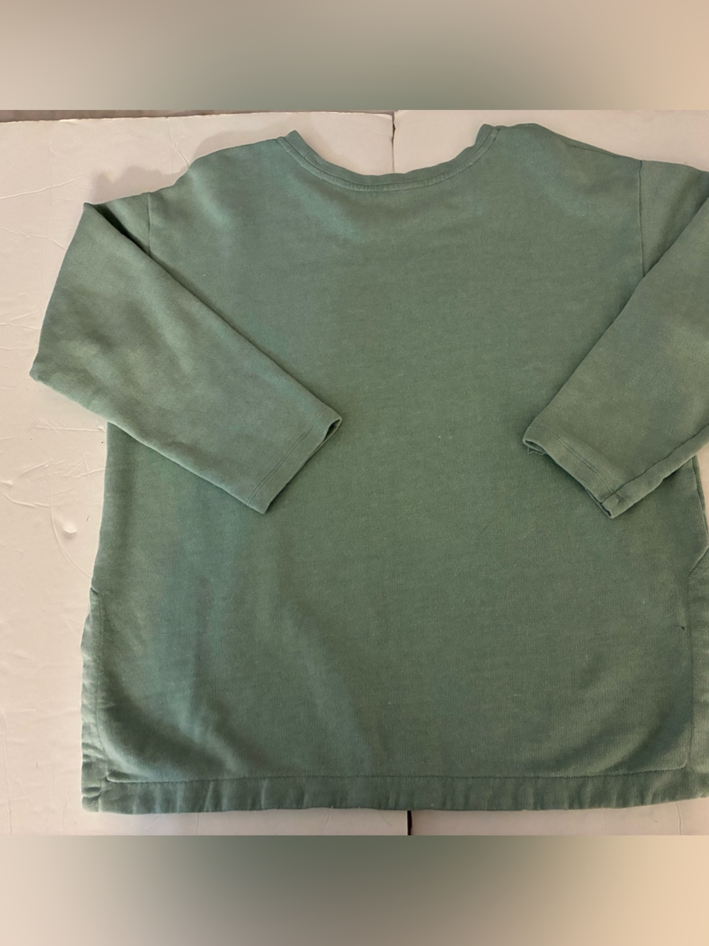 Eileen fisher Green Organic Cotton Blend Sweatshirt L Boxy Oversized Coastal - Picture 2 of 10